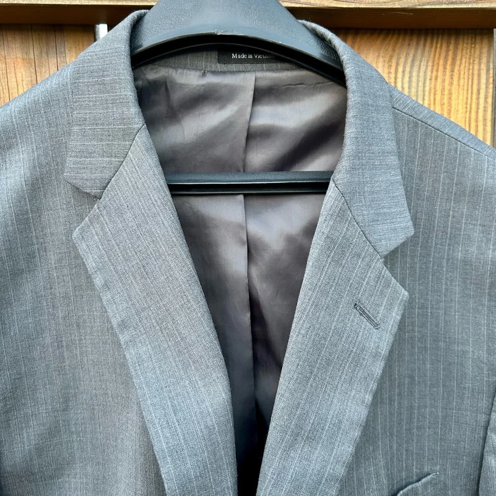 46S Joseph & Feiss Wool Blazer Gray Mens 44 Waist Pinstripes